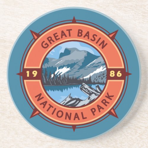 Great Basin National Park Retro Compass Emblem Coaster