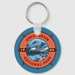 Great Basin National Park Retro Compass Emblem Keychain