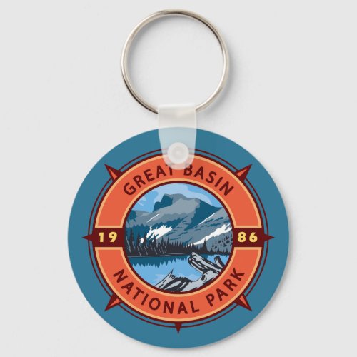 Great Basin National Park Retro Compass Emblem Keychain