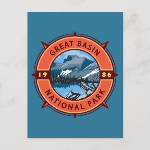 Great Basin National Park Retro Compass Emblem Postcard