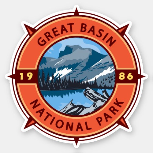 Great Basin National Park Retro Compass Emblem Sticker