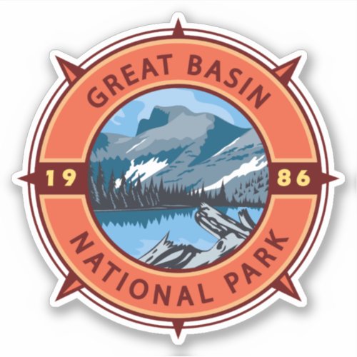 Great Basin National Park Retro Compass Emblem Sticker