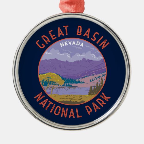 Great Basin National Park Retro Distressed Circle Metal Ornament