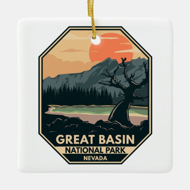 Great Basin National Park Retro Emblem Ceramic Ornament (Front)