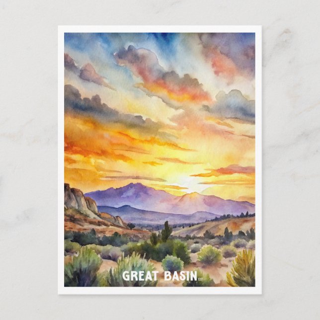 Great Basin National Park Watercolor Painting  Postcard (Front)