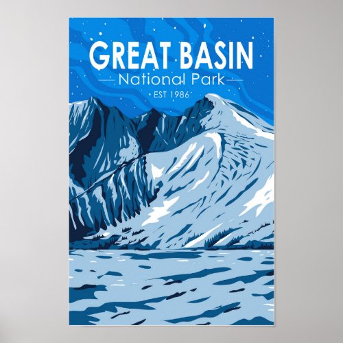 Great Basin National Park Wheeler Peak Vintage Poster
