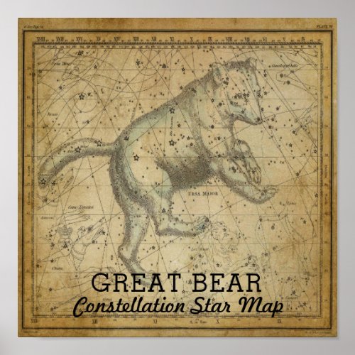 Great Bear Ursa Major Constellation Star Map Poster