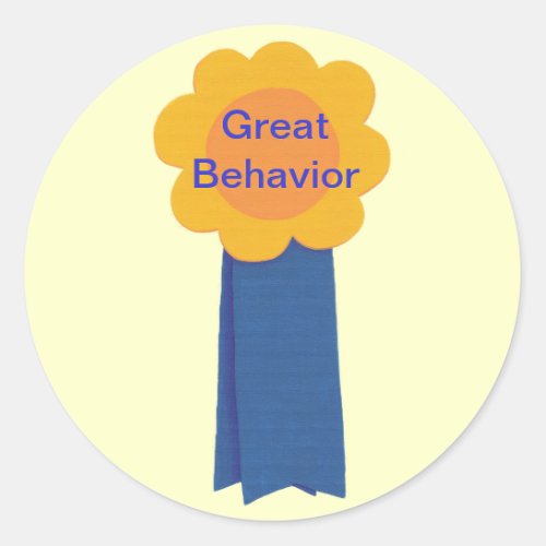 Great Behavior Yellow Flower Blue Ribbon Stickers