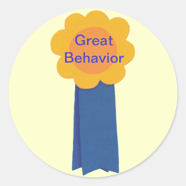 Great Behavior Yellow Flower Blue Ribbon Stickers (Front)
