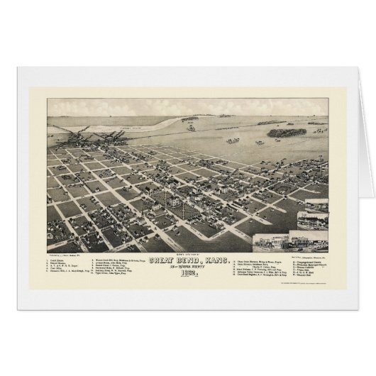 Great Bend, KS Panoramic Map - 1882 Cards (Front Horizontal)