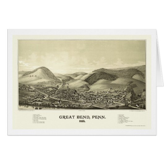 Great Bend, PA Panoramic Map - 1887 Cards (Front Horizontal)