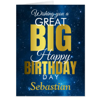 Great Big Happy Birthday Jumbo Blue Gold Card