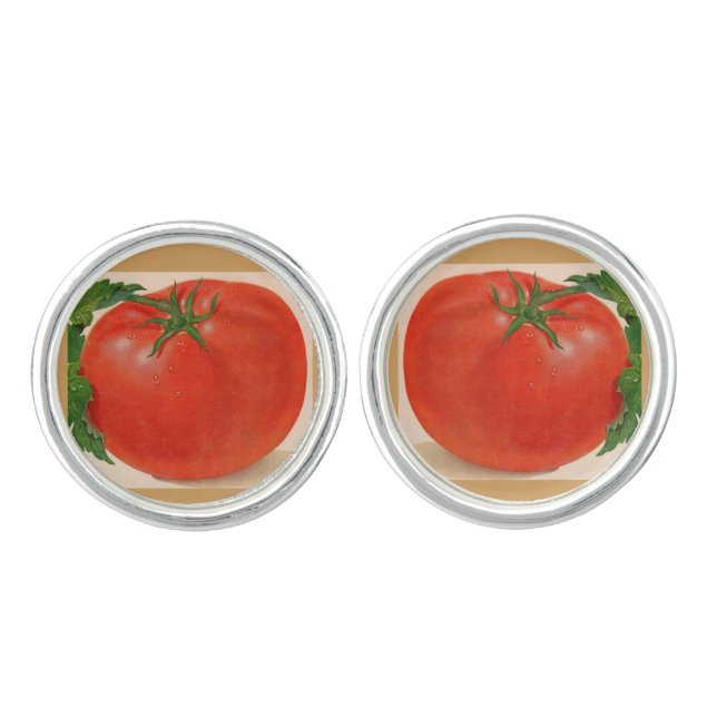 great BIG juicy tomato Cufflinks (Front)