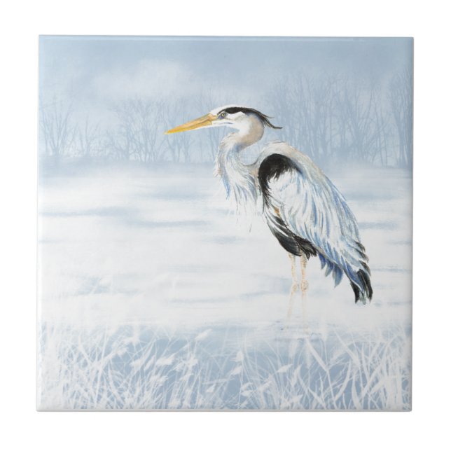 Great Blue Herion Wilderness Bird Tile (Front)