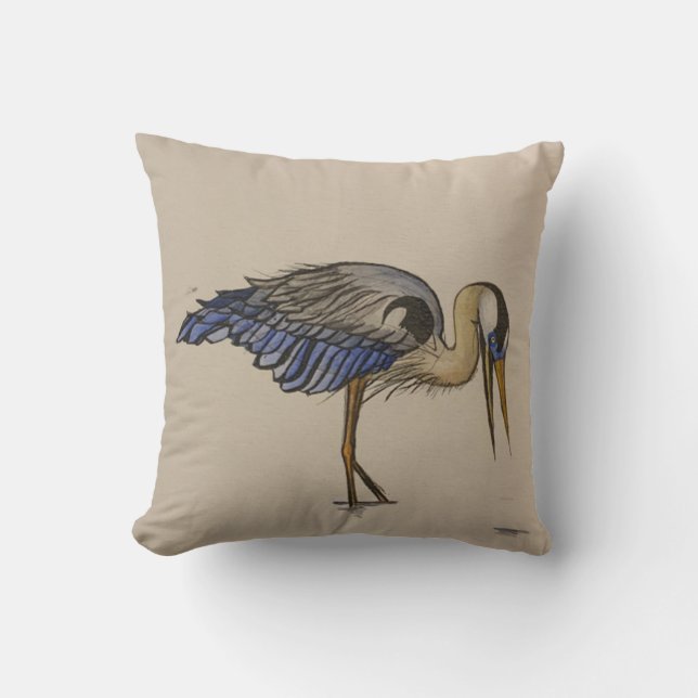 Great Blue Heron 2 Throw Pillow (Front)