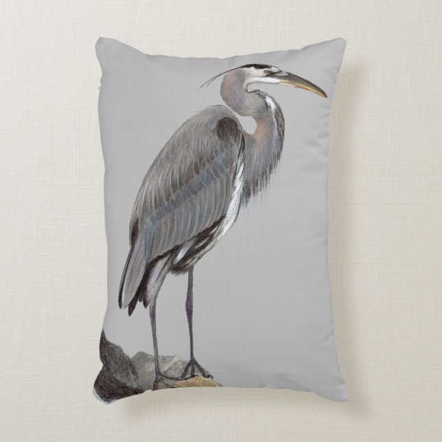 Great Blue Heron Accent Pillow (Front(Vertical))
