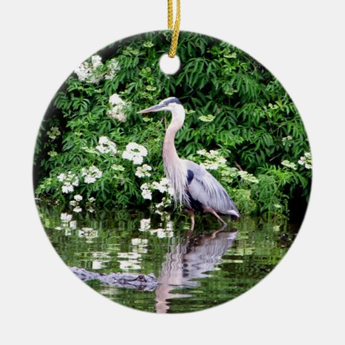 Great Blue Heron and Alligator Ornament