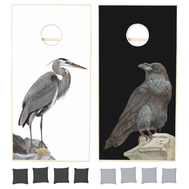 Great Blue Heron and Raven Cornhole Set (Set)