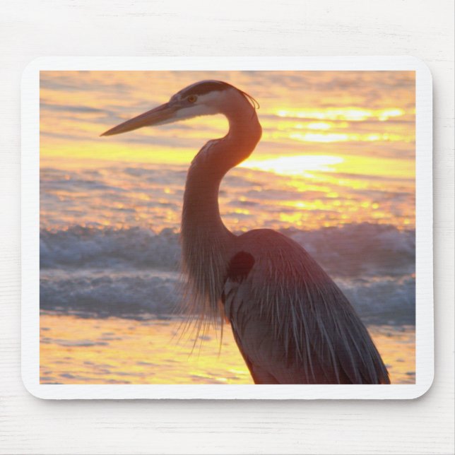 Great Blue Heron at Sunset Mouse Pad (Front)