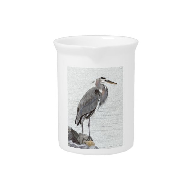 Great Blue Heron Beverage Pitcher (Front)
