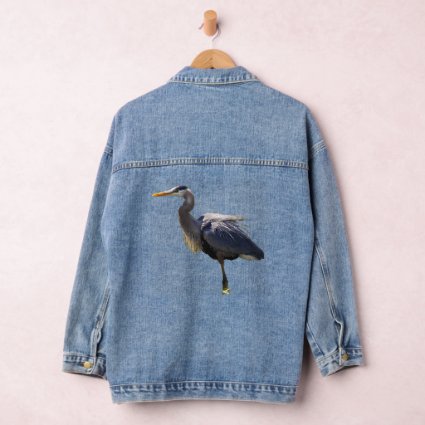 Great Blue Heron Bird Denim Jacket