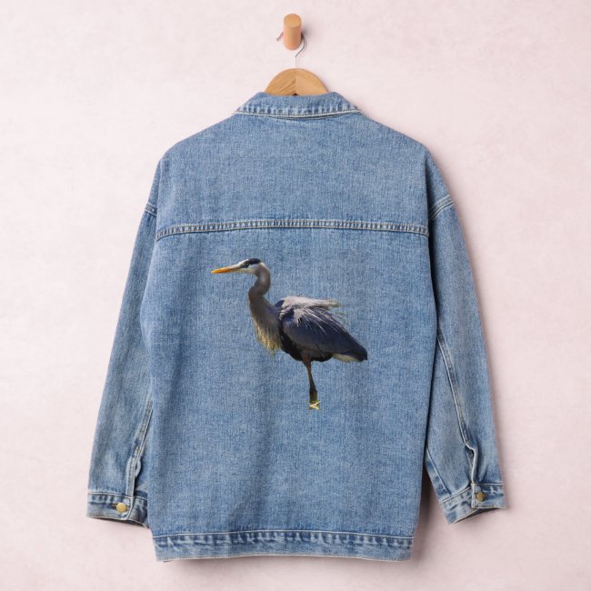 Great Blue Heron Bird Denim Jacket