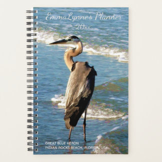 Great Blue Heron Bird Fishing Coastal Waves Planner