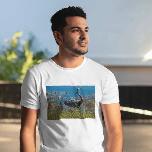 Great Blue Heron Bird Posing Sun Photograph T_Shirt
