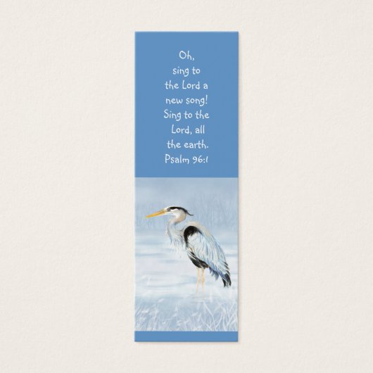 Great Blue Heron Bird Scripture Bible Bookmark (Front)