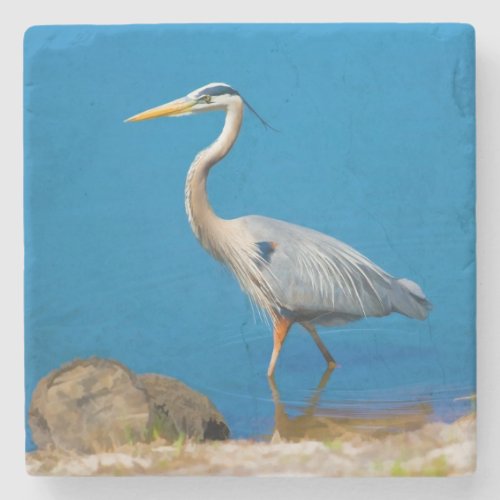 Great Blue Heron Bird Stone Coaster