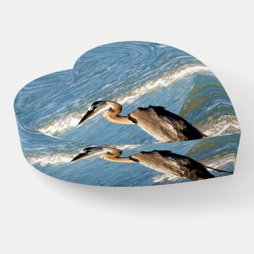Great Blue Heron Bird Sunny Florida Beach Water  Paperweight