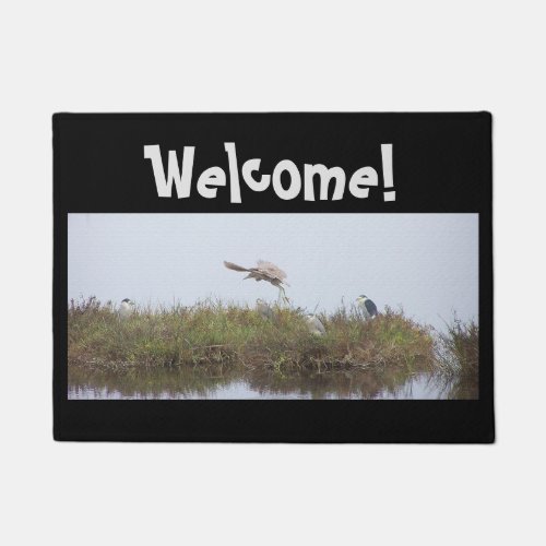 Great Blue Heron Bird Wildlife Flying Doormat