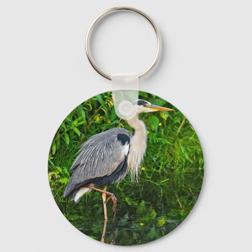 Great Blue Heron Bird Wildlife Photo Keychain