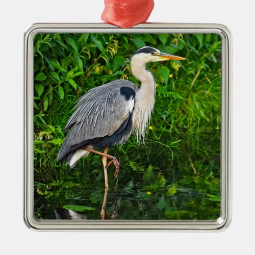 Great Blue Heron Bird Wildlife Photo Metal Ornament