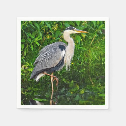 Great Blue Heron Bird Wildlife Photo Napkins