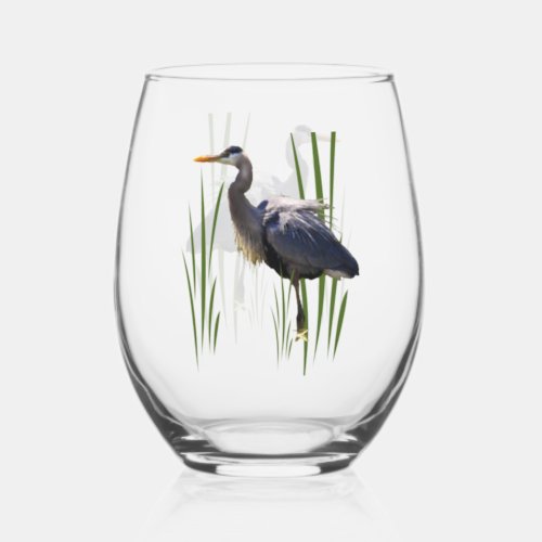 Great Blue Heron Bird Wine Glass