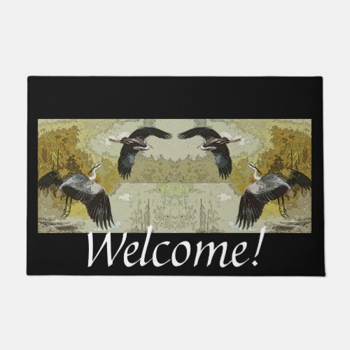 Great Blue Heron Birds Flying Wildlife Doormat