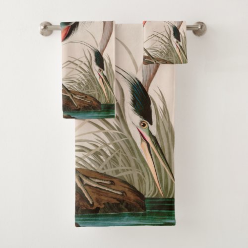 Great Blue Heron Birds of America Audubon Print Bath Towel Set