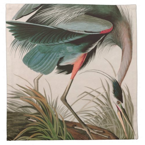 Great Blue Heron Birds of America Audubon Print Cloth Napkin