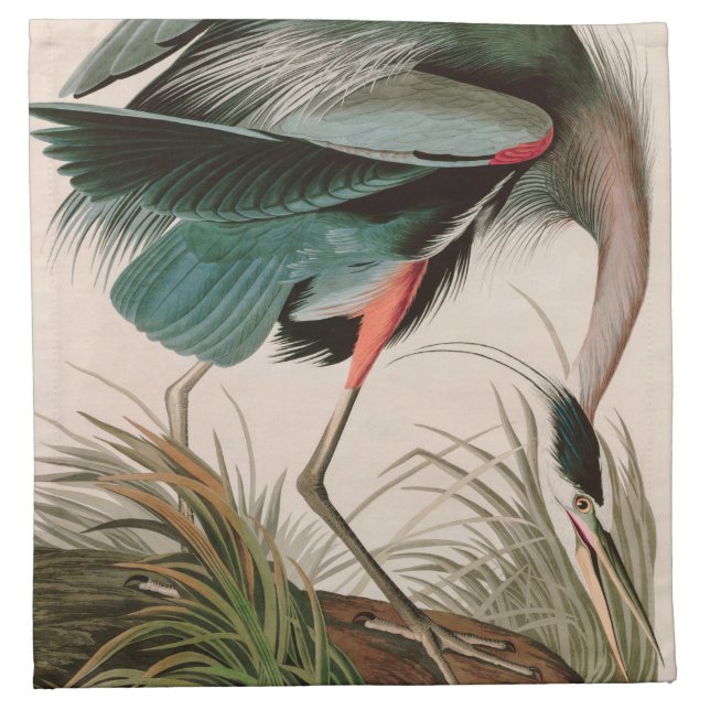 Great Blue Heron Birds of America Audubon Print Cloth Napkin (Front)