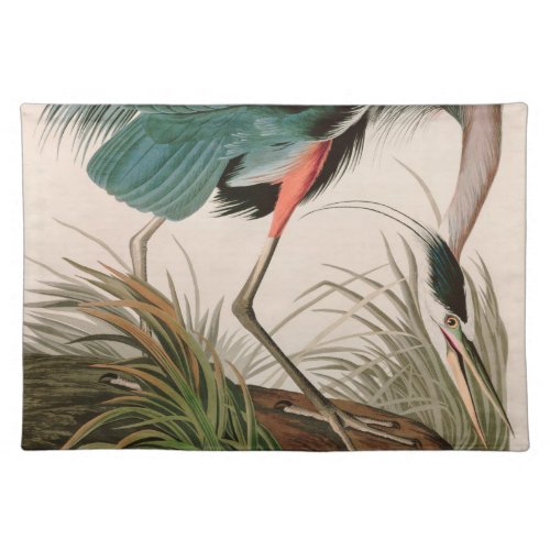 Great Blue Heron Birds of America Audubon Print Cloth Placemat