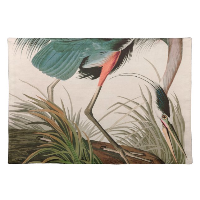 Great Blue Heron Birds of America Audubon Print Cloth Placemat (Front)