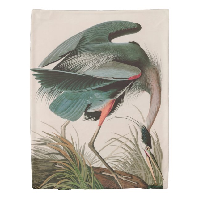 Great Blue Heron Birds of America Audubon Print Duvet Cover (Front)