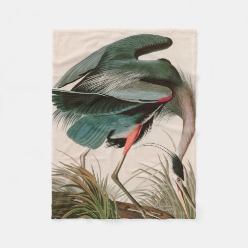 Great Blue Heron Birds of America Audubon Print Fleece Blanket