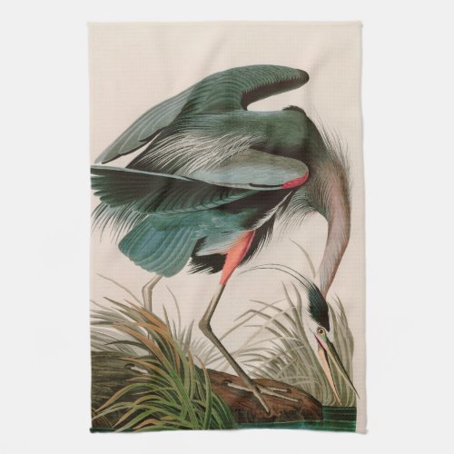 Great Blue Heron Birds of America Audubon Print Kitchen Towel