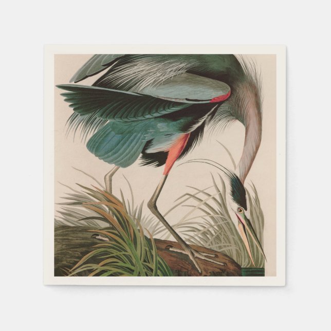 Great Blue Heron Birds of America Audubon Print Napkins (Front)