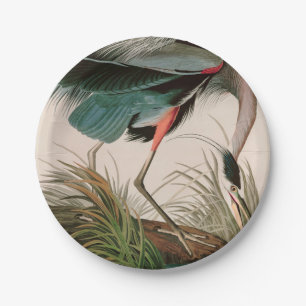Great Blue Heron Birds of America Audubon Print Paper Plates