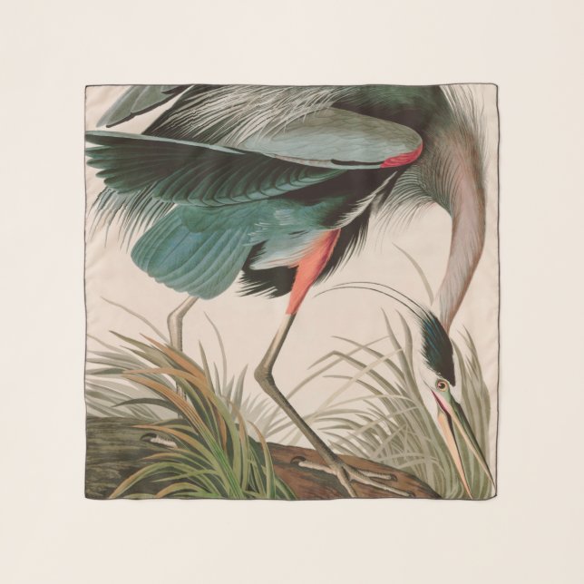 Great Blue Heron Birds of America Audubon Print Scarf (Front)