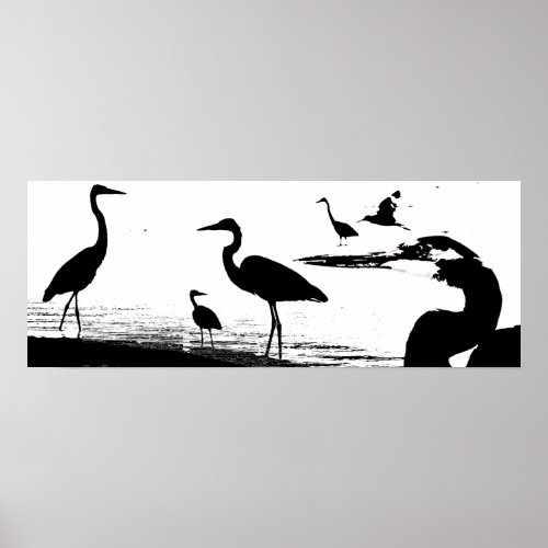 Great Blue Heron Birds Wetlands Wildlife Poster