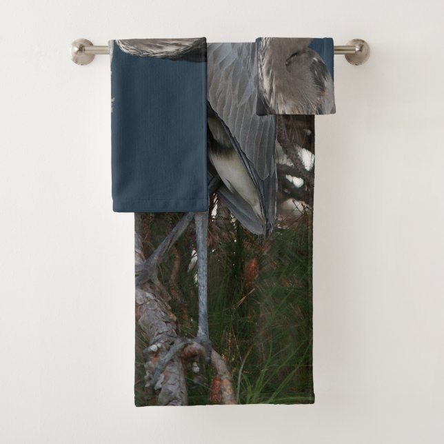 Great Blue Heron Birds Wildlife Bath Towel Set (Insitu)